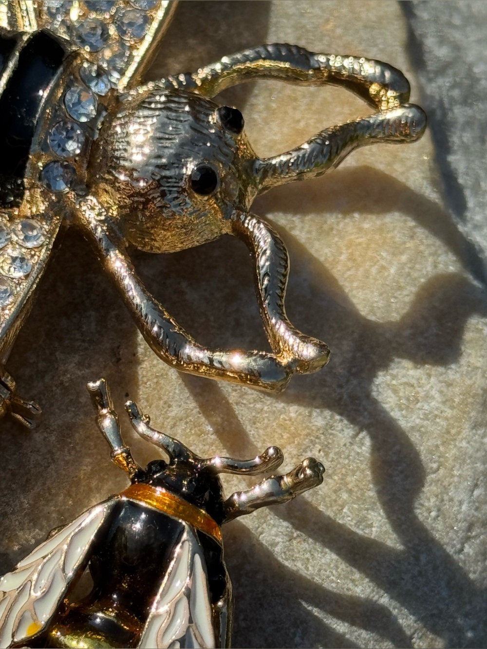 Rhinestone Bee Bundle Gold Tone Brooch Pin